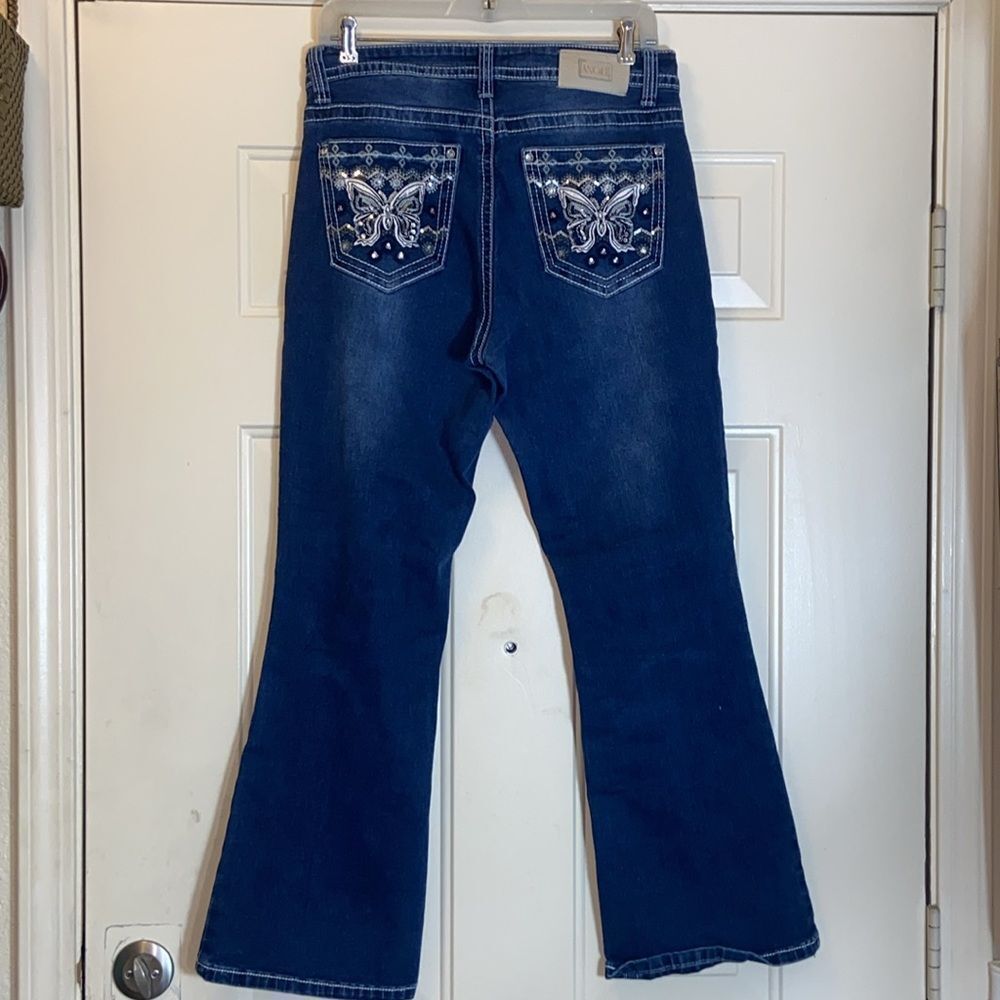 Angel Designed In Los Angeles Rhinestone Rodeo Boots Women’s Jeans Size 13/29